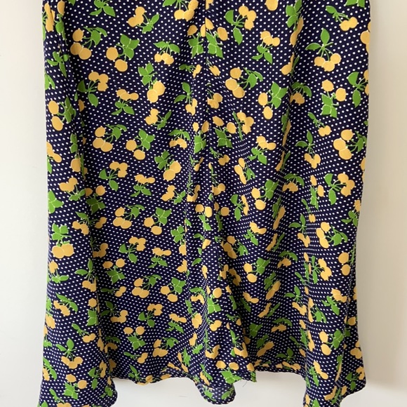 Navy Blue Polka Dot Cold Shoulder Dress - Picture 9 of 15